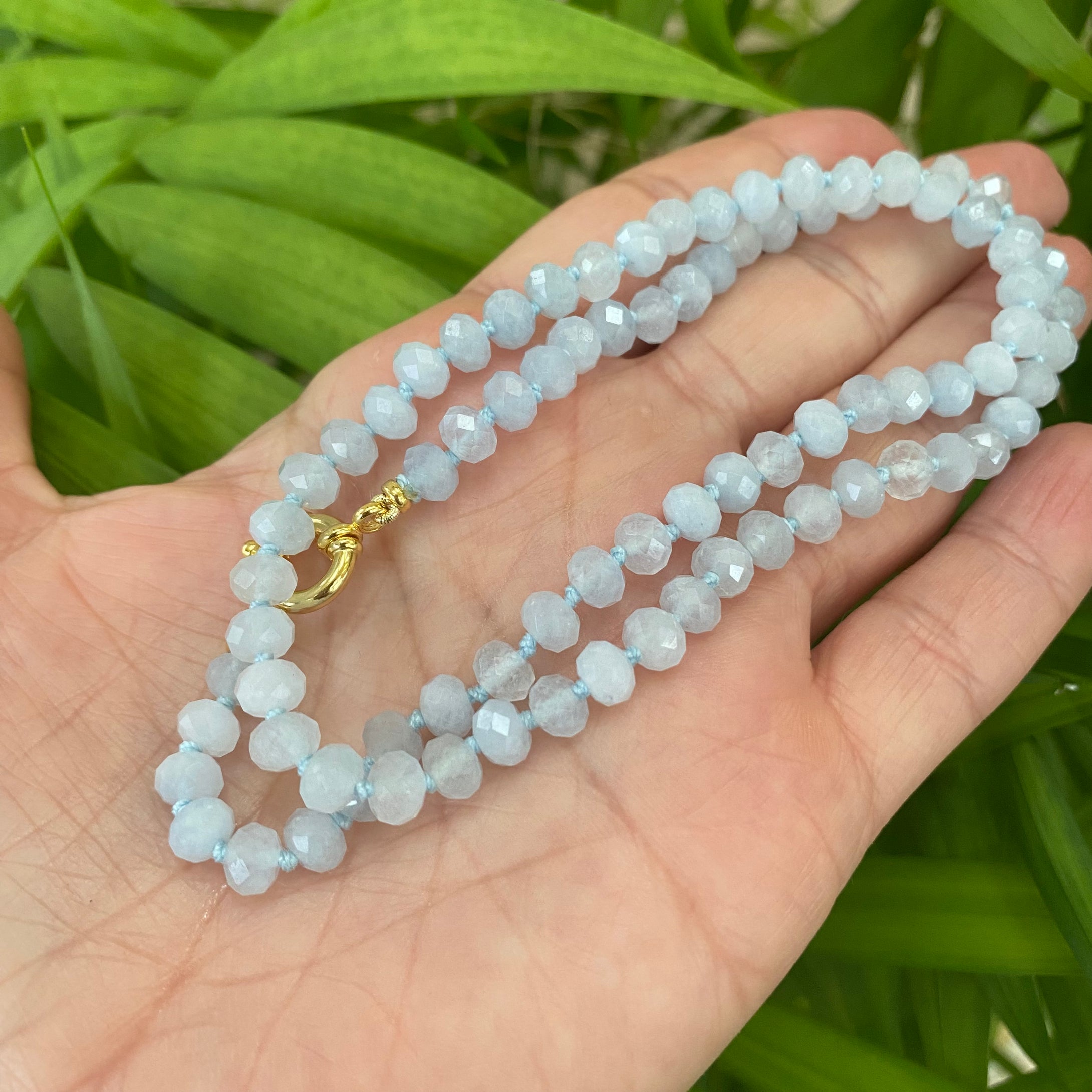 Aquamarine Candy Necklace, Baroque Pearl Pendant