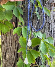 Load image into Gallery viewer, Single Strand of Blue Sodalite Beads &amp; Two Baroque Pearl Lariat Wrap Necklace, 46.5&quot;inches
