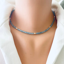 Load image into Gallery viewer, Blue Topaz &amp; Freshwater Pearl Choker Necklace, Gold Fill, December Birthstone , 16.5&quot;In
