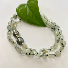Load image into Gallery viewer, Soft Green Prehnite Beads and Tahitian Baroque Pearl Candy Necklace, Gold Filled, 19&quot;inches
