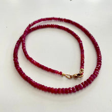 Load image into Gallery viewer, Graduated Longido Red Ruby Necklace, July Birthstone, Gold Filled, 18&quot;or 19.5&quot;inches
