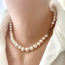 Load image into Gallery viewer, Off-White Pearl Choker Necklace, Sterling Silver, 16.5&quot;inches
