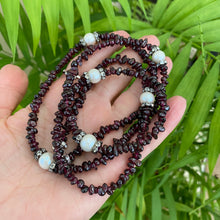 Lade das Bild in den Galerie-Viewer, Long Garnet Necklace with Freshwater Pearls, January Birthstone Necklace, 35.5&quot; or 37.5&quot;inch
