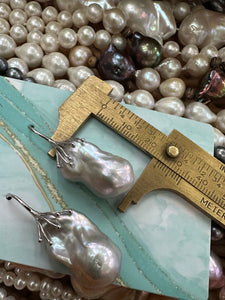 Silver Grey Baroque Pearl Drop Earrings, Gold Vermeil Plated Silver or Sterling Silver Fish Hooks