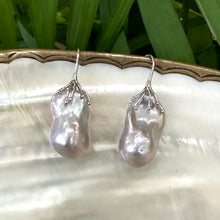 Load image into Gallery viewer, Silver Grey Baroque Pearl Drop Earrings, Gold Vermeil Plated Silver or Sterling Silver Fish Hooks
