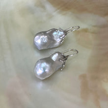 Load image into Gallery viewer, Silver Grey Baroque Pearl Drop Earrings, Gold Vermeil Plated Silver or Sterling Silver Fish Hooks
