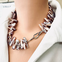 Cargar imagen en el visor de la galería, Spectacular Purplish Long Stick Biwa Pearl Necklace, 18&quot;
