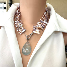 Cargar imagen en el visor de la galería, Spectacular Purplish Long Stick Biwa Pearl Necklace, 18&quot;
