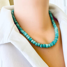 Load image into Gallery viewer, Hand Knotted &amp; Graduated Amazonite Candy Necklace, Gold Vermeil Marine Closure, 18.5&quot;inch
