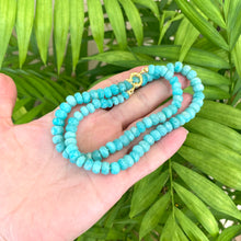 Load image into Gallery viewer, Hand Knotted &amp; Graduated Amazonite Candy Necklace, Gold Vermeil Marine Closure, 18.5&quot;inch
