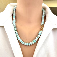 Load image into Gallery viewer, Blue Peru Opal Candy Necklace, Gold
