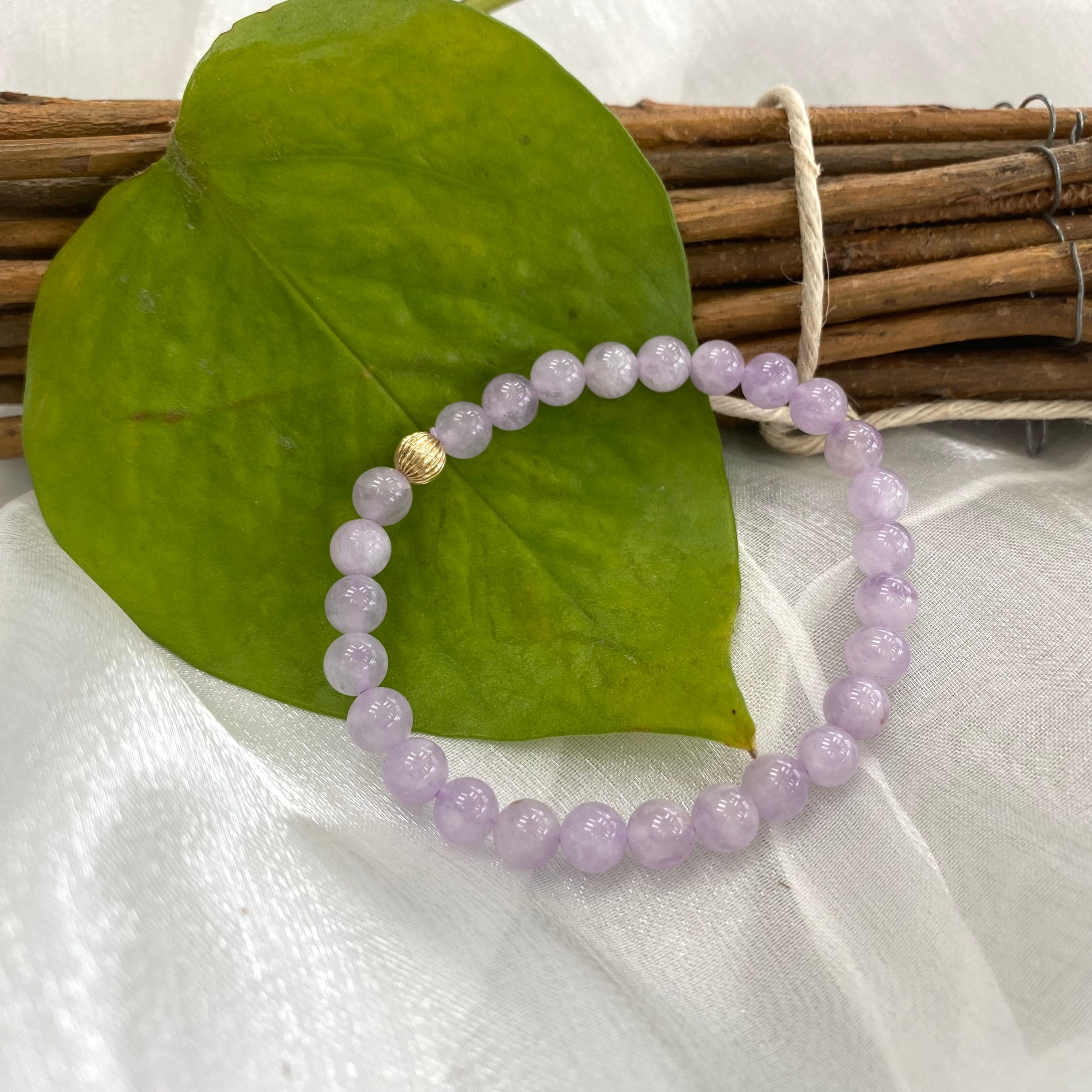 Lavender Amethyst Stretchy Bracelet in 6 or 8mm, 14K GF