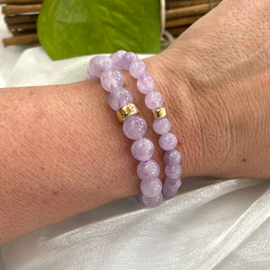 Lavender Amethyst Bracelet in 6 or 8mm, February Birthstone, Gold Filled, 7"in