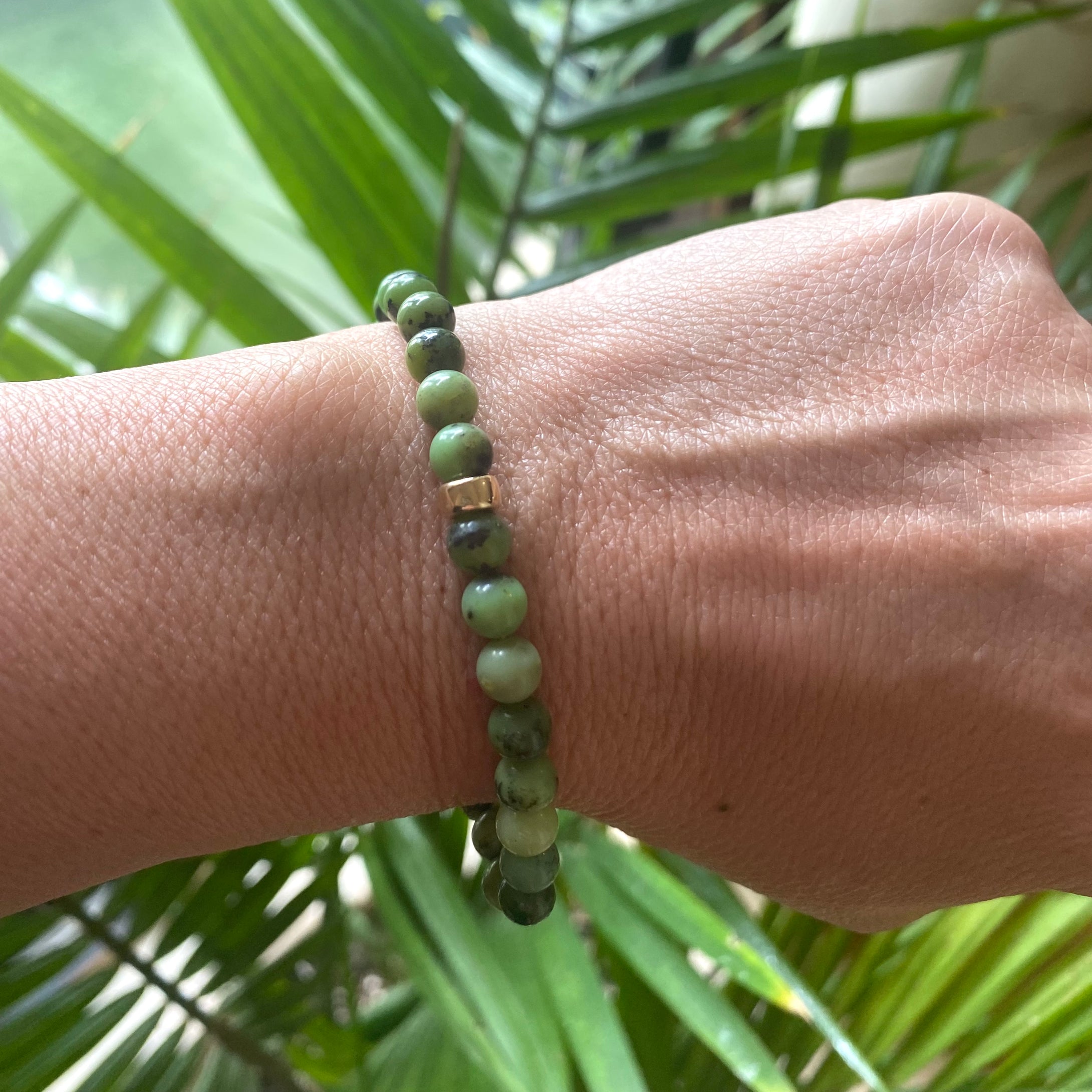 Chrysoprase Stretch Bracelet in 6mm, 14K GF