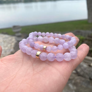 Lavender Amethyst Bracelet in 6 or 8mm, February Birthstone, Gold Filled, 7"in