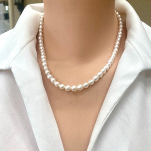 Elegant Freshwater Pearl Necklace w Gold Filled Heart Chain