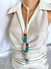 Charger l&#39;image dans la galerie, Collier Lariat en Perles avec Corail et Turquoise

