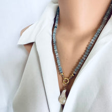 Cargar imagen en el visor de la galería, Aquamarine Candy Necklace, Baroque Pearl Pendant
