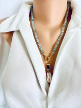 Cargar imagen en el visor de la galería, Aquamarine Candy Necklace, Baroque Pearl Pendant

