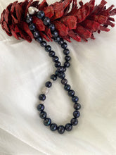 Load image into Gallery viewer, Navy Blue Pearl Chunky Necklace with Zircons Pave Silver Details, 18&quot;
