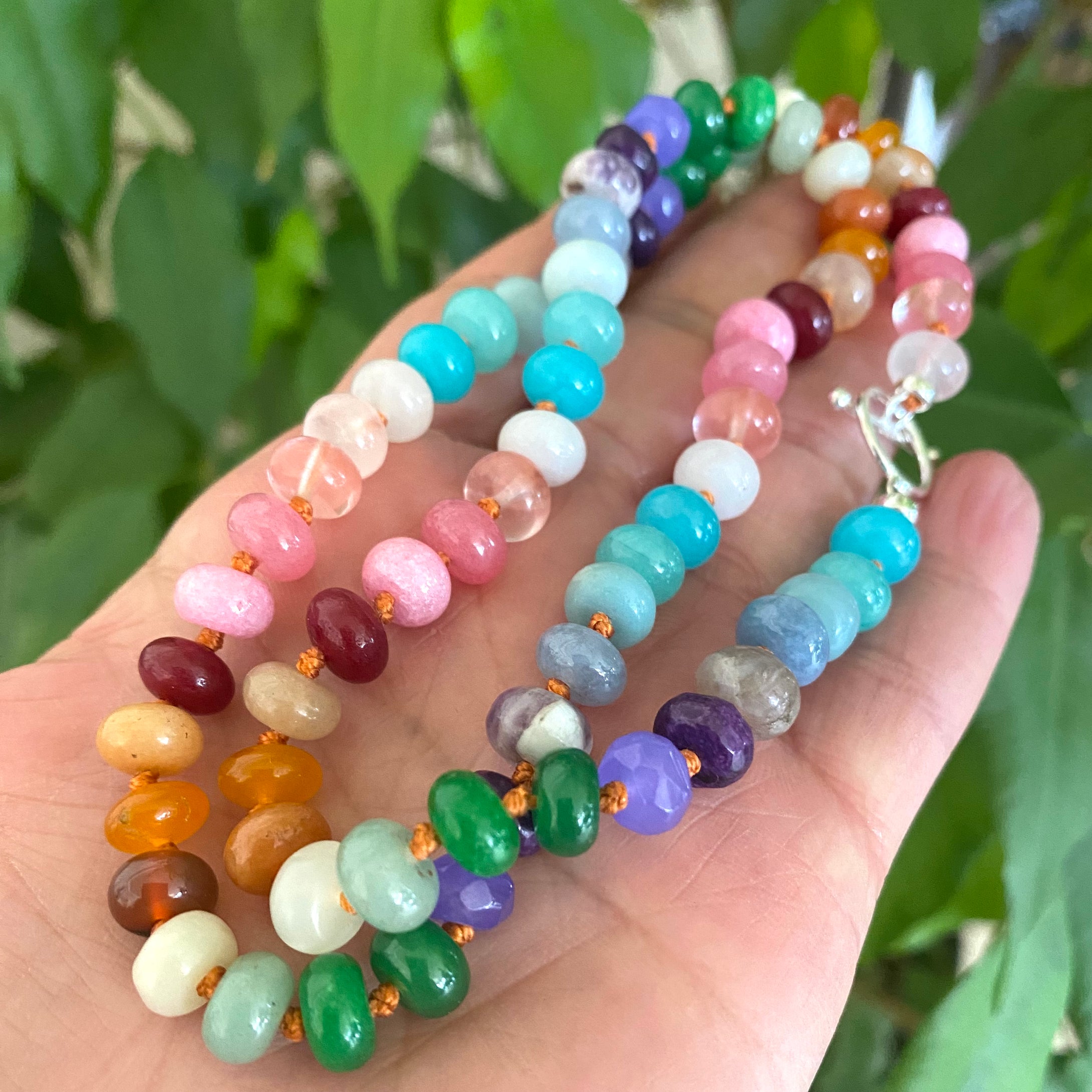 Rainbow Candy Necklace, Silver