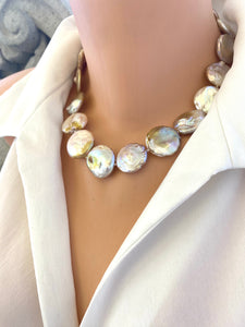 Large Coin Pearl Chunky Necklace