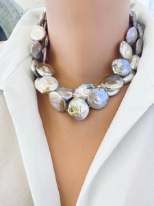 Large Coin Pearl Chunky Necklace