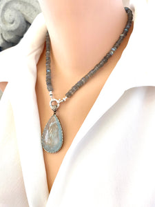 Labradorite & Aquamarine Pendant Necklace