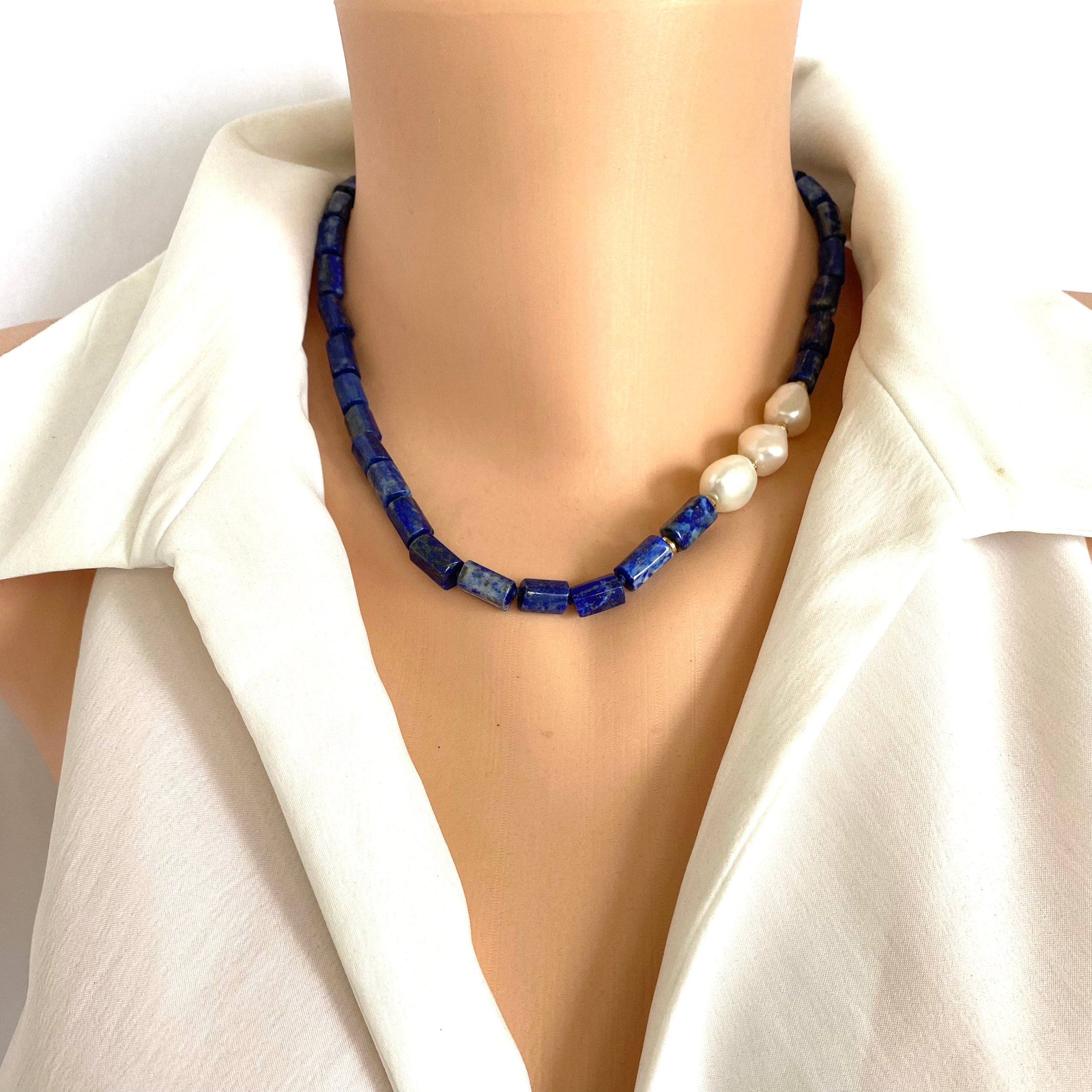 Lapis Lazuli & Freshwater Pearls Necklace