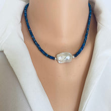 Cargar imagen en el visor de la galería, Lapis Lazuli &amp; Baroque Pearl Necklace
