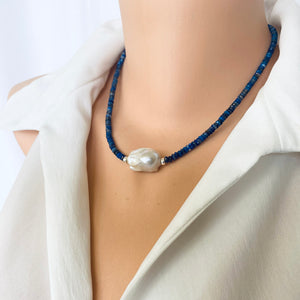 Lapis Lazuli & Baroque Pearl Necklace