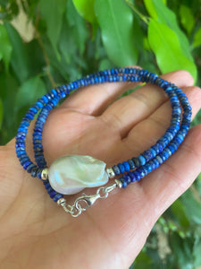 Lapis Lazuli & Baroque Pearl Necklace