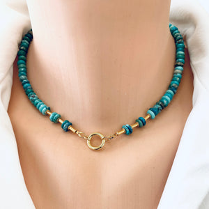 Arizona Turquoise Candy Necklace, 16"or 17"in, Gold Vermeil, December Birthstone