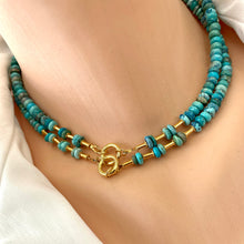 Load image into Gallery viewer, Arizona Turquoise Candy Necklace, 16&quot;or 17&quot;in, Gold Vermeil, December Birthstone
