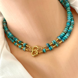 Arizona Turquoise Candy Necklace, 16"or 17"in, Gold Vermeil, December Birthstone