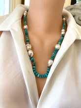 Cargar imagen en el visor de la galería, Arizona Turquoise and Fresh Water Baroque Pearl Necklace
