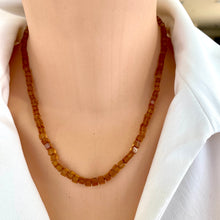 Load image into Gallery viewer, Hessonite Garnet Cube Necklace with Gold Vermeil Magnetic Clasp, 18&quot;in
