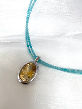 Cargar imagen en el visor de la galería, Double Strand Blue Amazonite &amp; Citrine Pendant | November Birthstone
