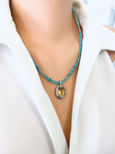 Cargar imagen en el visor de la galería, Double Strand Blue Amazonite &amp; Citrine Pendant | November Birthstone
