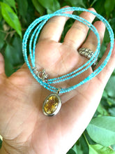 Cargar imagen en el visor de la galería, Double Strand Blue Amazonite &amp; Citrine Pendant | November Birthstone
