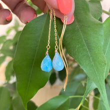 Load image into Gallery viewer, Arizona Turquoise Briolettes Threader Earrings, Gold Vermeil Plated Silver
