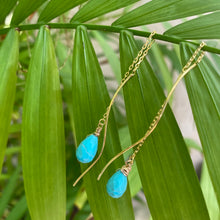 Load image into Gallery viewer, Arizona Turquoise Briolettes Threader Earrings, Gold Vermeil Plated Silver
