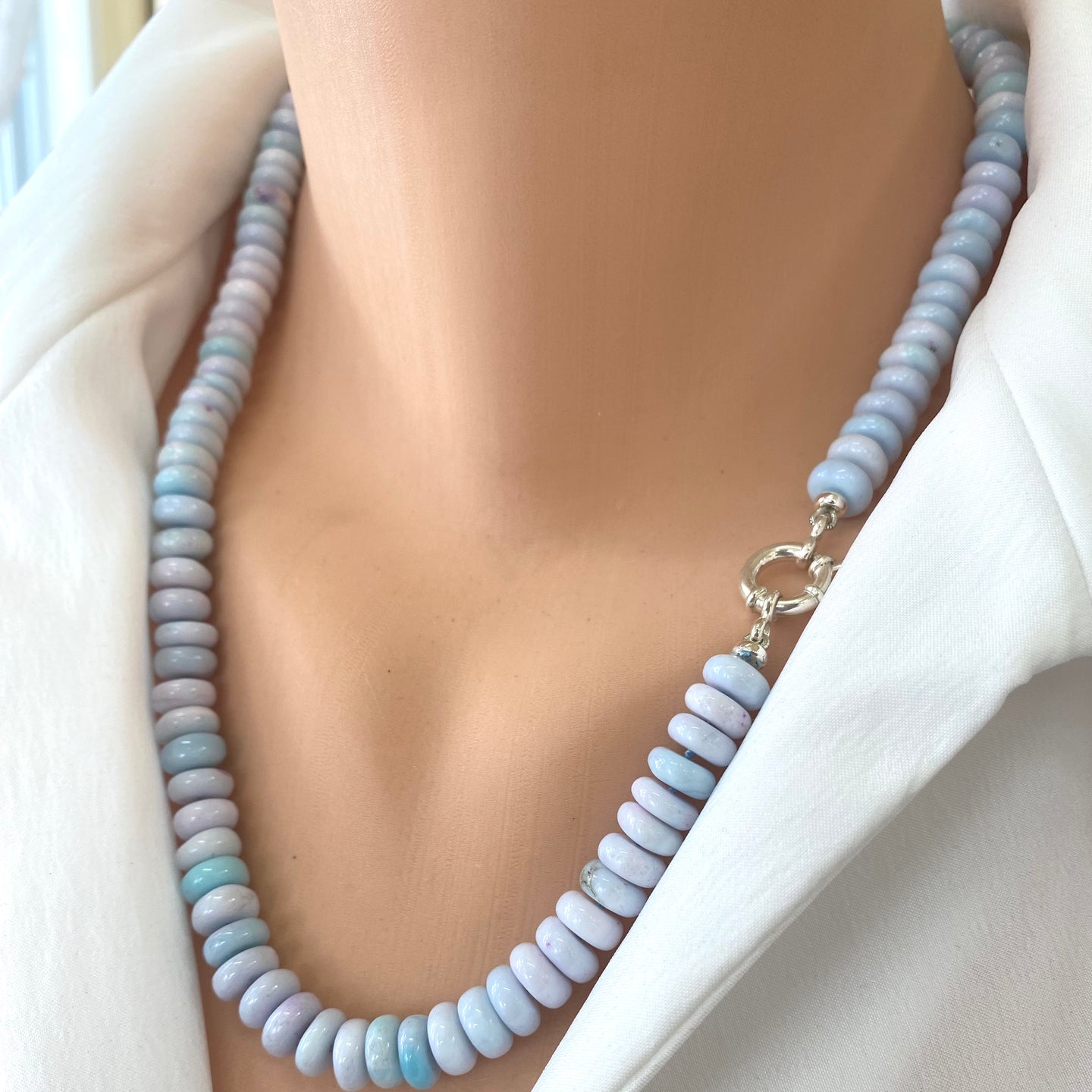 Pinkish Blue Opal Candy Necklace, 20.5