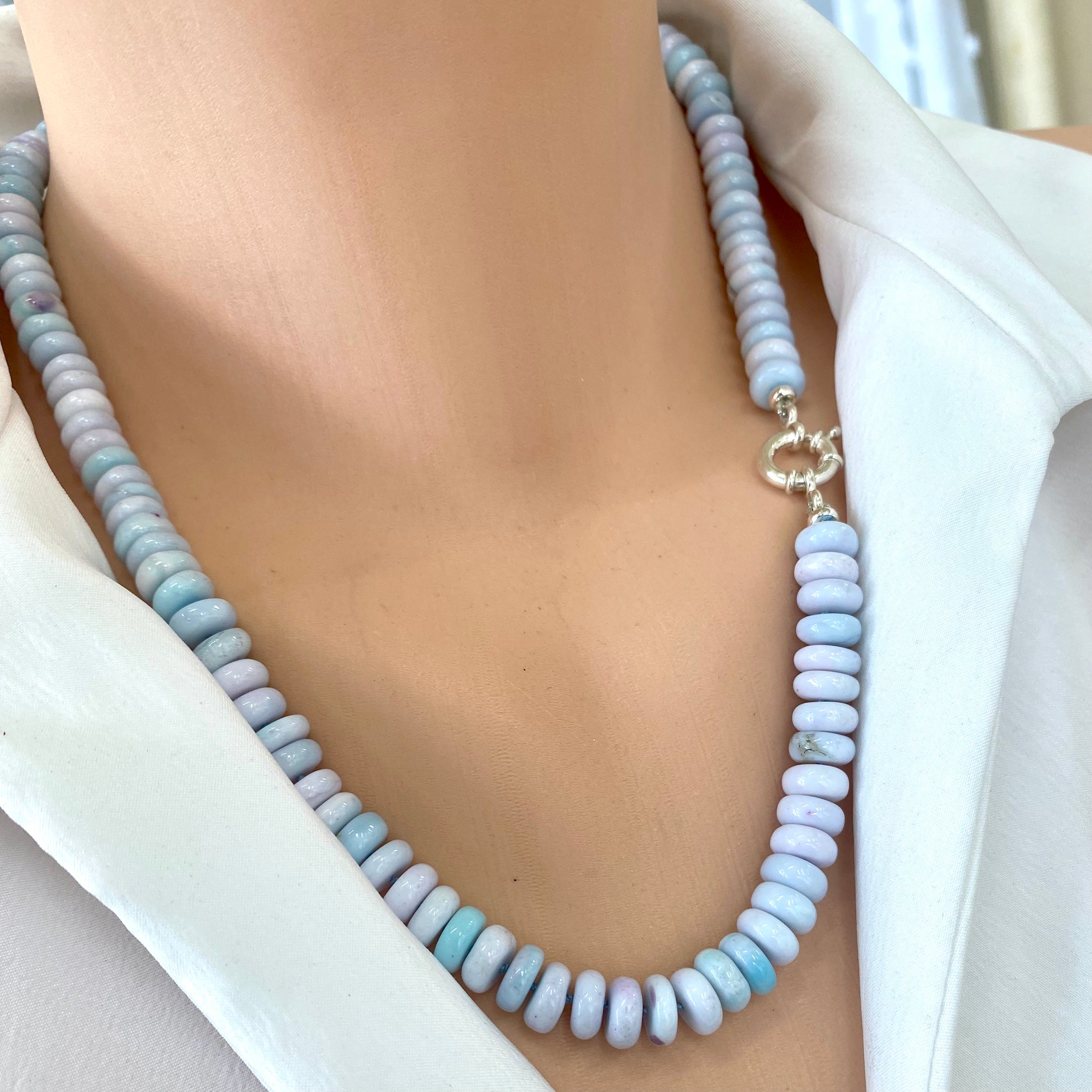 Pinkish Blue Opal Candy Necklace