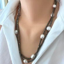 Load image into Gallery viewer, Pyrite &amp; Pearl Long Necklace For Woman
