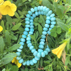 Hand Knotted & Graduated Amazonite Candy Necklace, Gold Vermeil Marine Closure, 21.5"inch