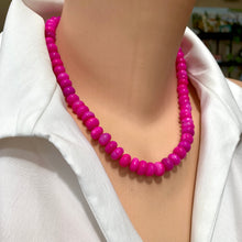 Load image into Gallery viewer, Eye-catching Hot Pink Opal Candy Necklace, 18.5&quot;in, Gold Vermeil Plated Sterling Silver Marine Closure
