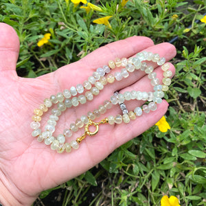Shaded Prehnite Candy Necklace, Gold Vermeil Plated Marine Closure and Details, 19.5"in