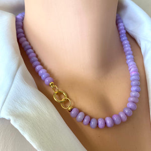Bright Purple Opal Candy Necklace, 18.5"inches, Gold Vermeil Plated Sterling Silver Push Lock Closure