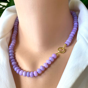 Bright Purple Opal Candy Necklace, 18.5"inches, Gold Vermeil Plated Sterling Silver Push Lock Closure